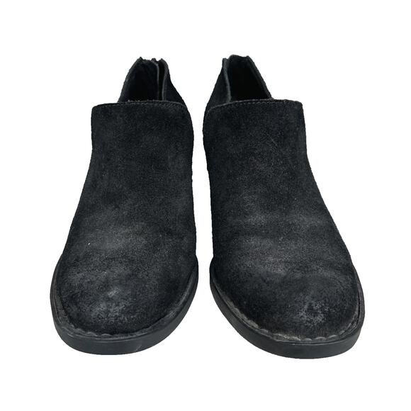 Born Ankle Boots Women's 7M Black Suede Leather Comfort Block Heel Zip Booties - Picture 2 of 8